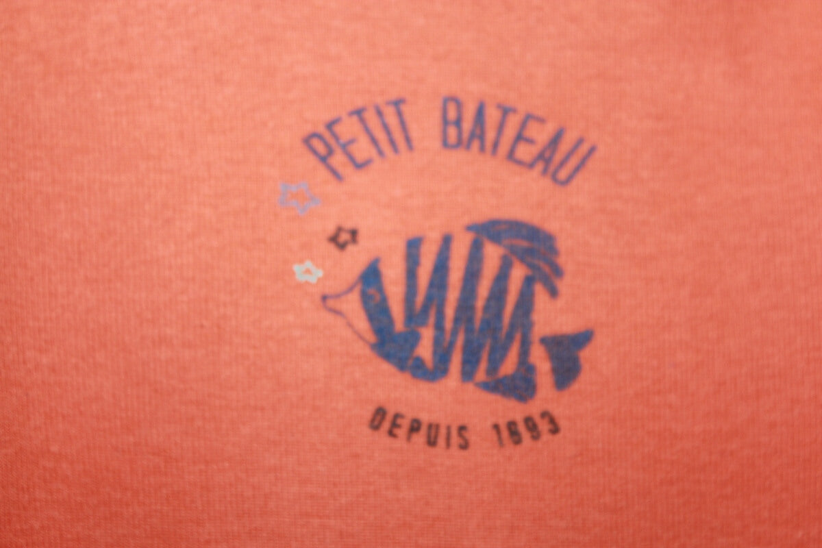 preloved unisex katoenen oranje romper met korte mouwen van petit bateau in maat 68