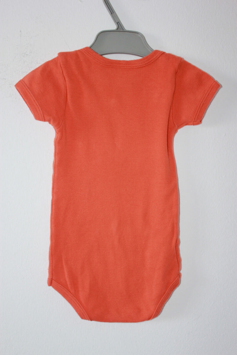 preloved unisex katoenen oranje romper met korte mouwen van petit bateau in maat 68