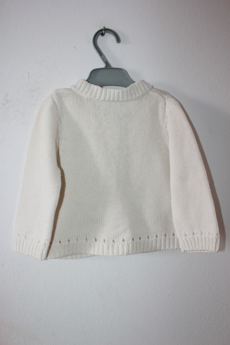 preloved unisex katoenen creme vest van petit bateau in maat 80