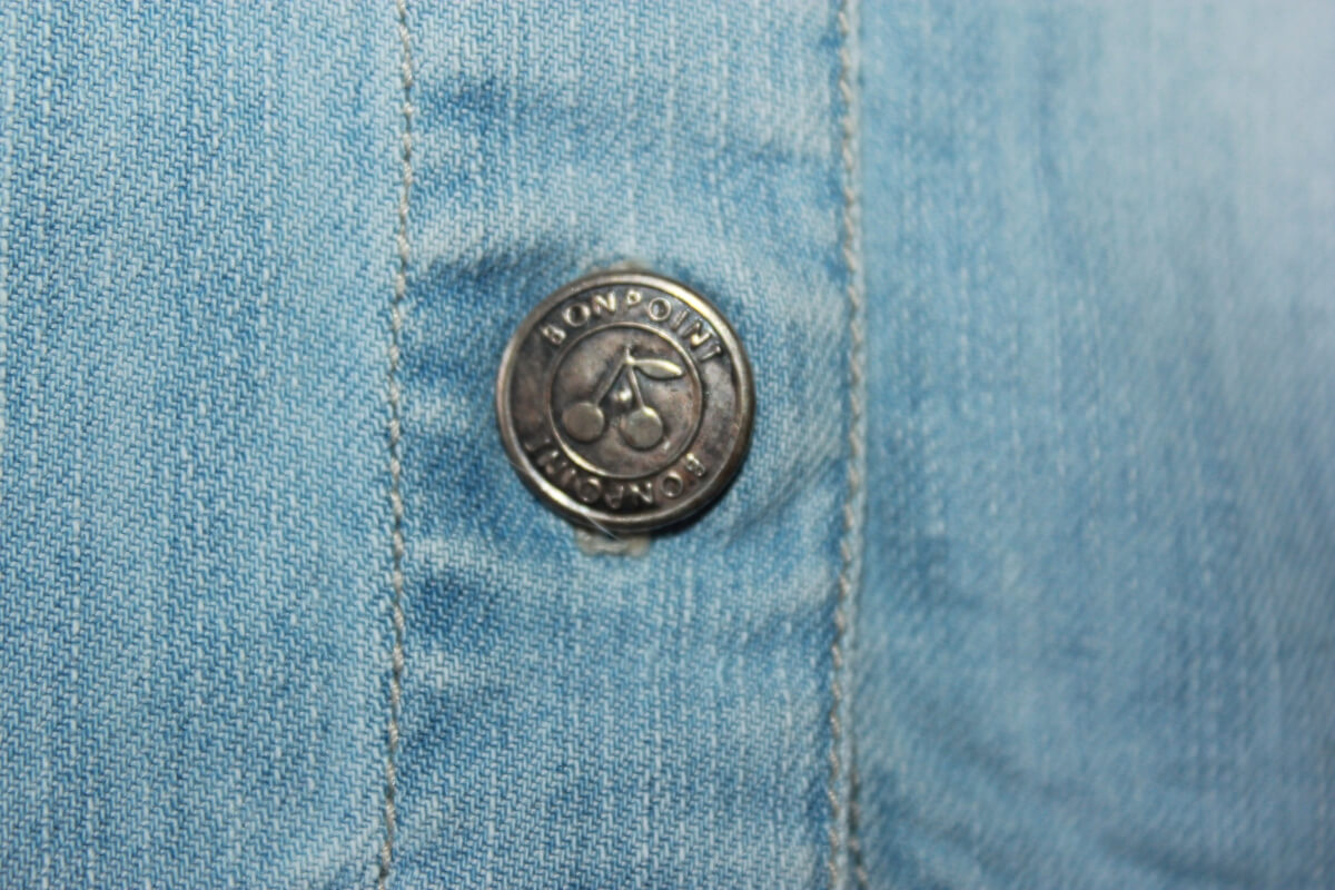 tweedehands lichtblauwe denim rok van bonpoint in maat 104-110