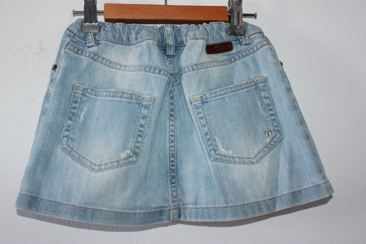tweedehands lichtblauwe denim rok van bonpoint in maat 104-110