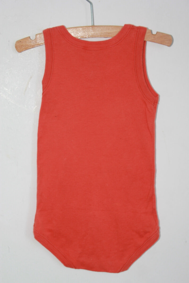 preloved unisex katoenen oranje mouwloze romper van petit bateau in maat 74