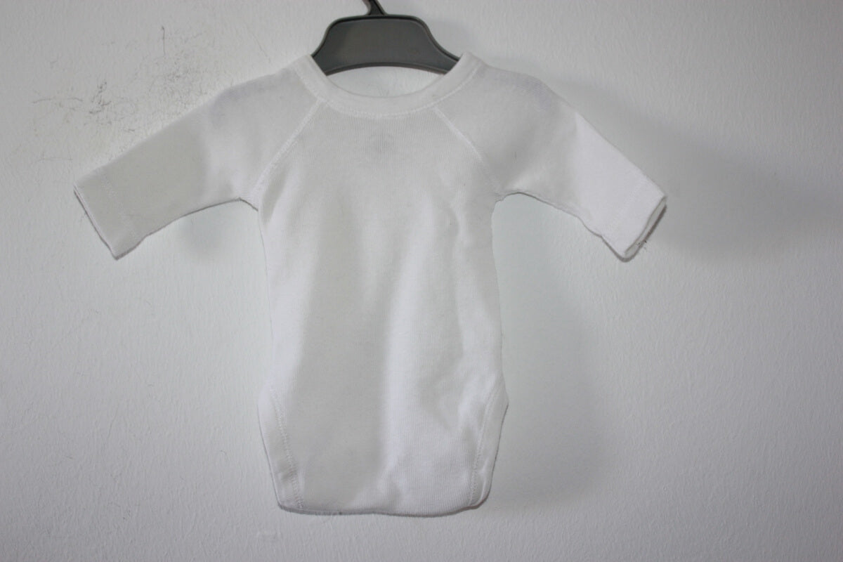 preloved unisex katoenen witte overslagromper met lange mouwen van petit bateau maat 46