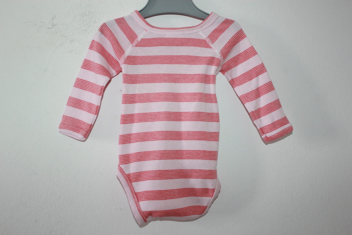 preloved roze gestreepte overslagromper met lange mouwen van petit bateau in maat 56