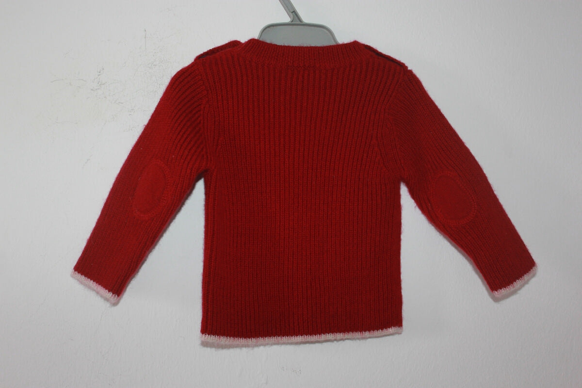 preloved wollen bordeauxrode trui in maat 62 voor een baby jongen van petit bateau
