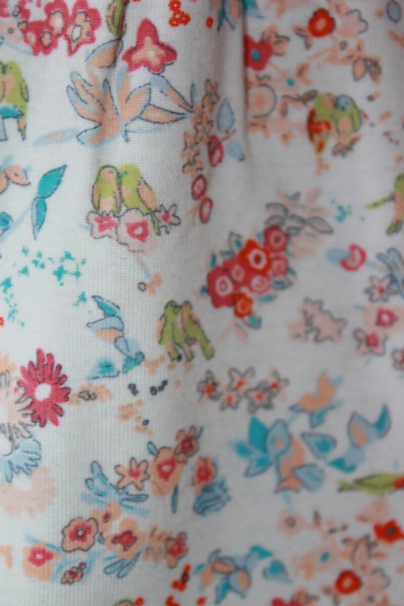 preloved katoenen zomerse gebloemde jurk in multicolour met geintegreerde romper en schouderbandjes van petit bateau, maat 62