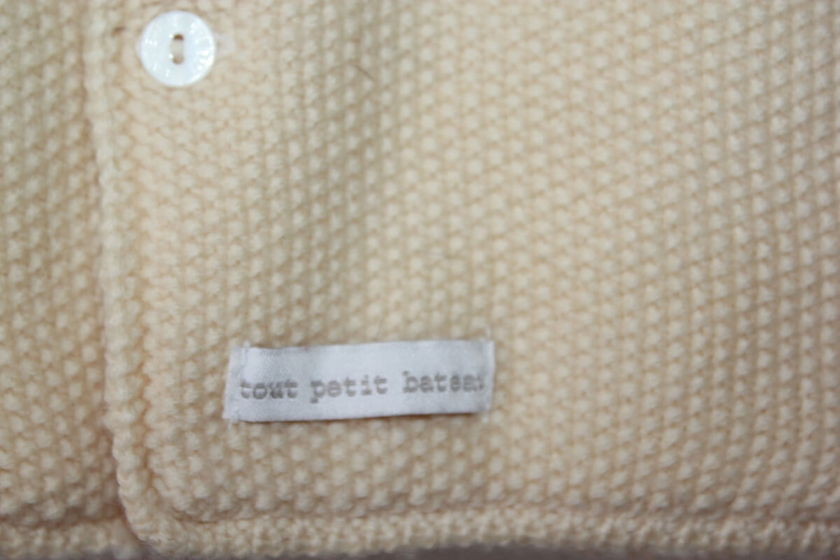 preloved unisex wollen creme jasje met capuchon van petit bateau in maat 56