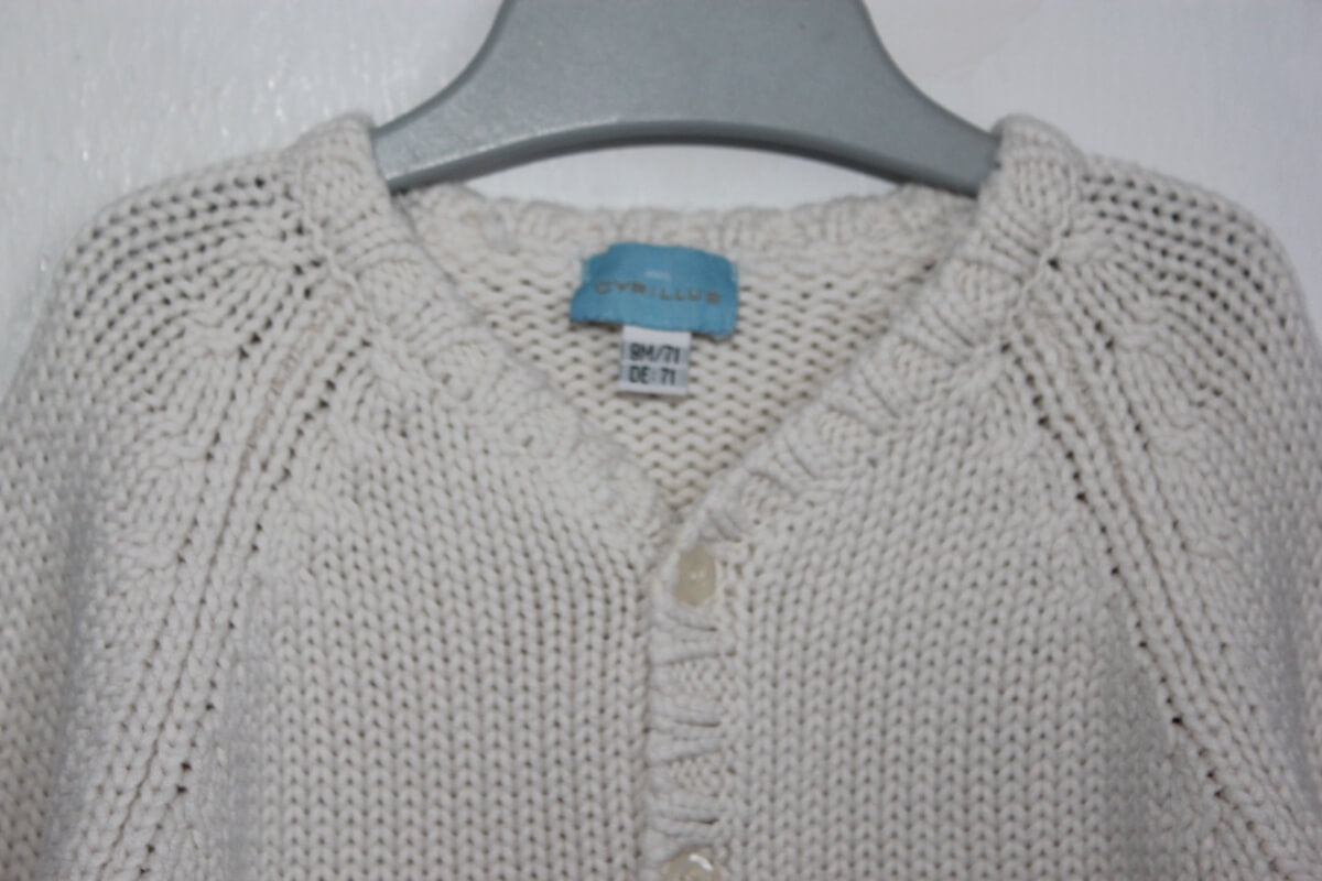 tweedehands unisex katoenen creme vest van cyrillus in maat 68
