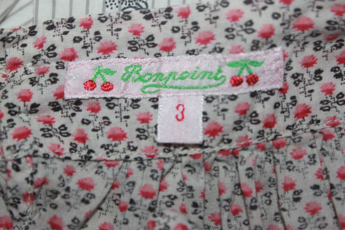 tweedehands katoenen liberty blouse in multicolour van bonpoint met korte volantmouwen in maat 92