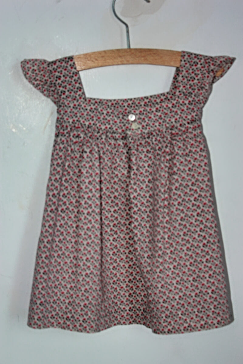 tweedehands katoenen liberty blouse in multicolour van bonpoint met korte volantmouwen in maat 92