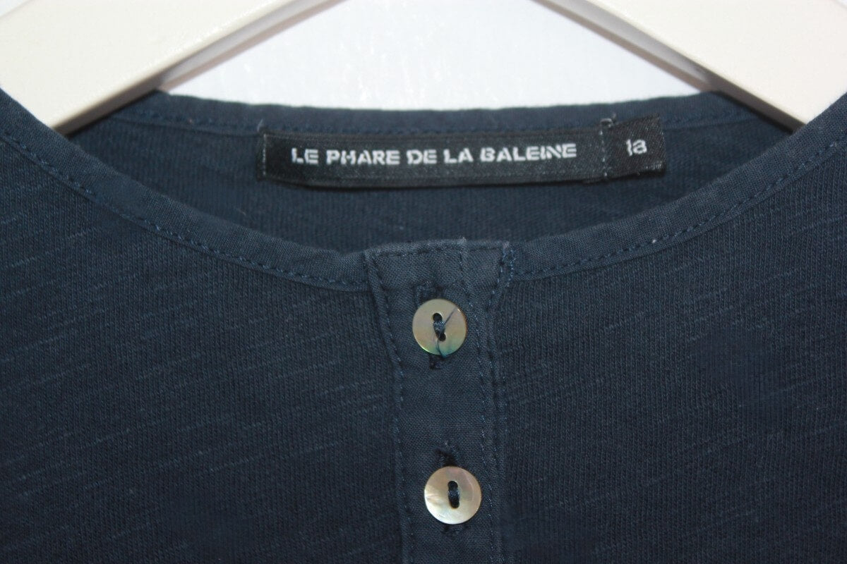 tweedehands unisex katoenen donkerblauwe longsleeve in maat 74 van le phare de la baleine