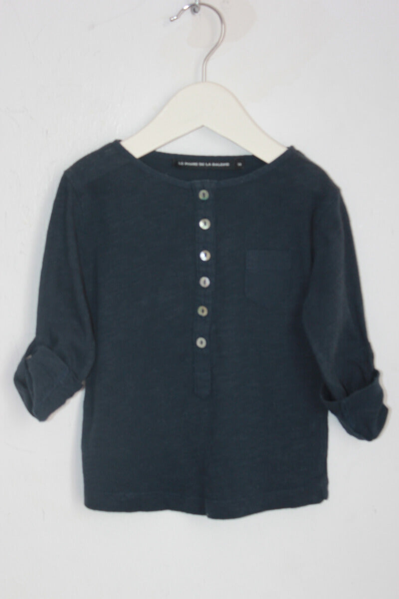 tweedehands unisex katoenen donkerblauwe longsleeve in maat 74 van le phare de la baleine
