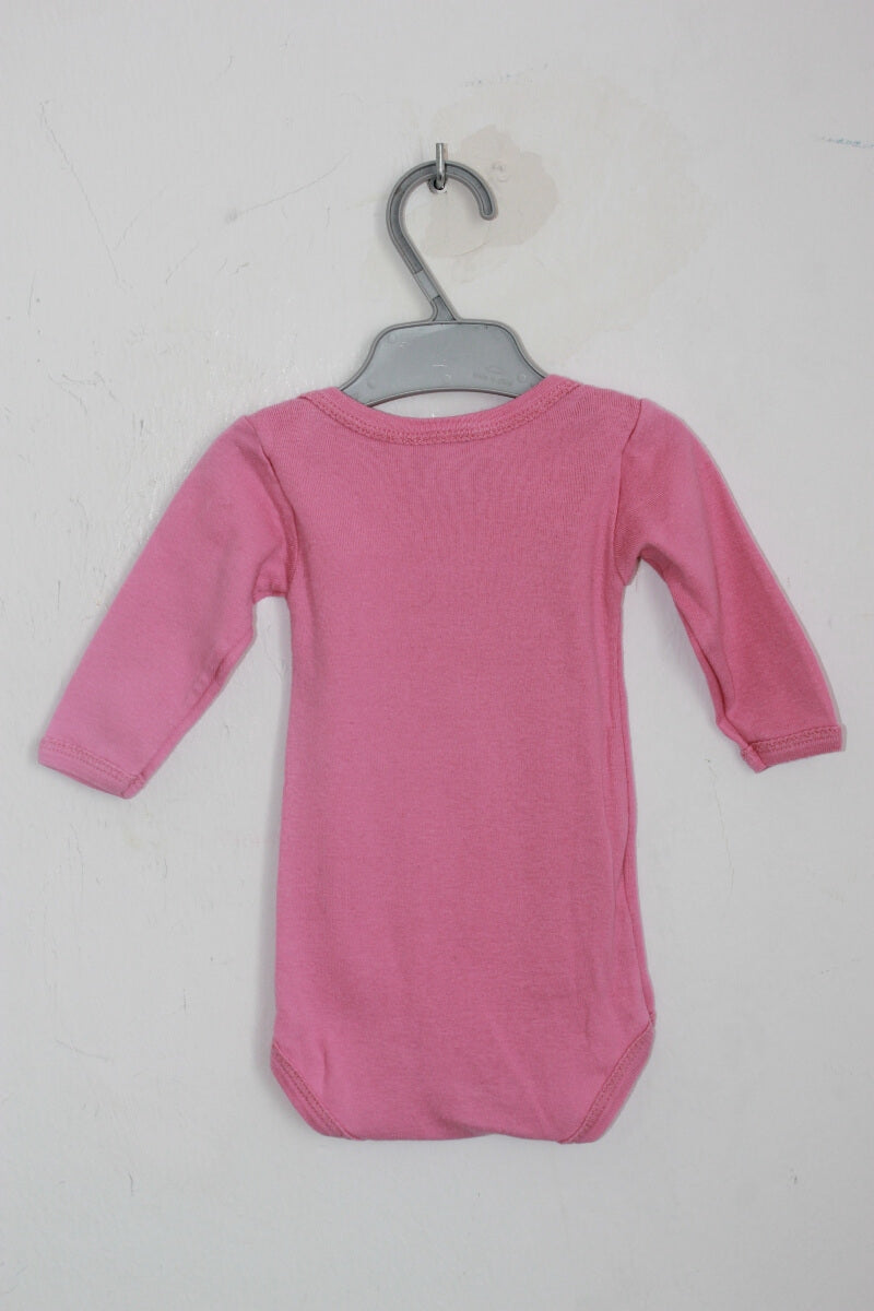 tweedehands katoenen roze romper met lange mouwen in maat van 62 petit bateau