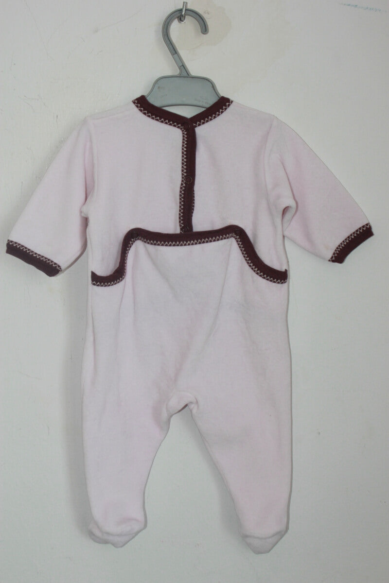 tweedehands roze velours playsuit van petit bateau in maat 62
