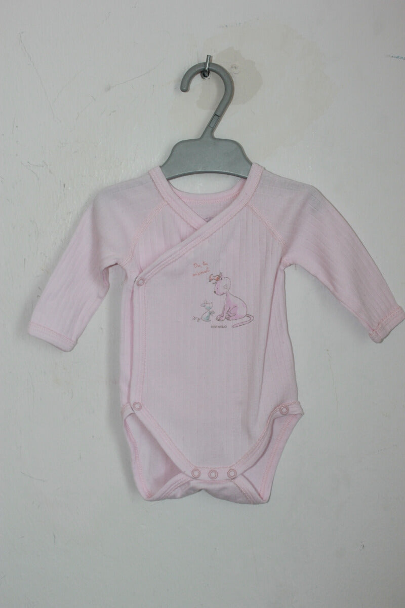 preloved roze overslagromper met lange mouwen in maat 62 van petit bateau