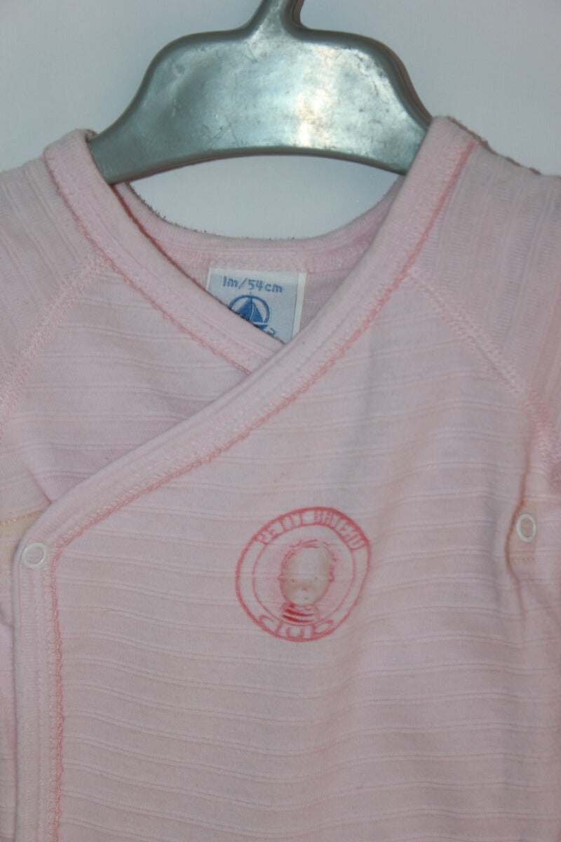 tweedehands roze romper lange mouwen maat 56 petit bateau