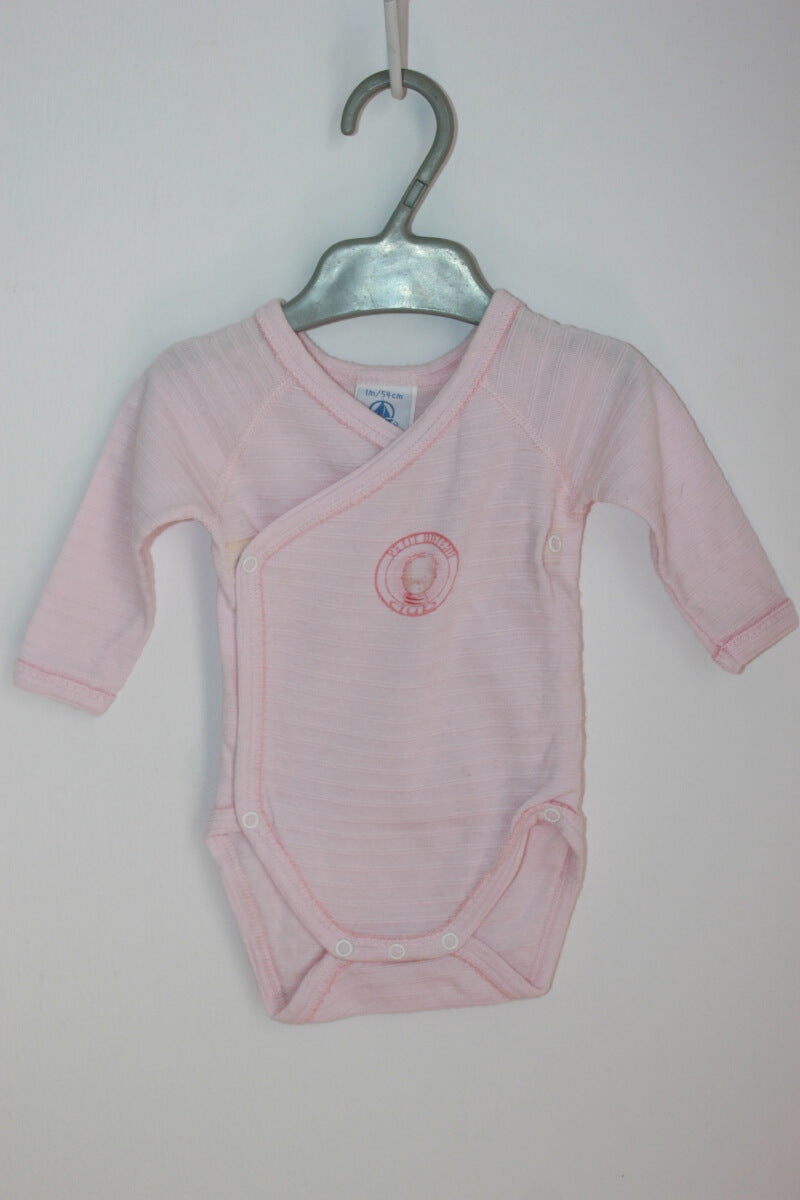 tweedehands roze romper lange mouwen maat 56 petit bateau