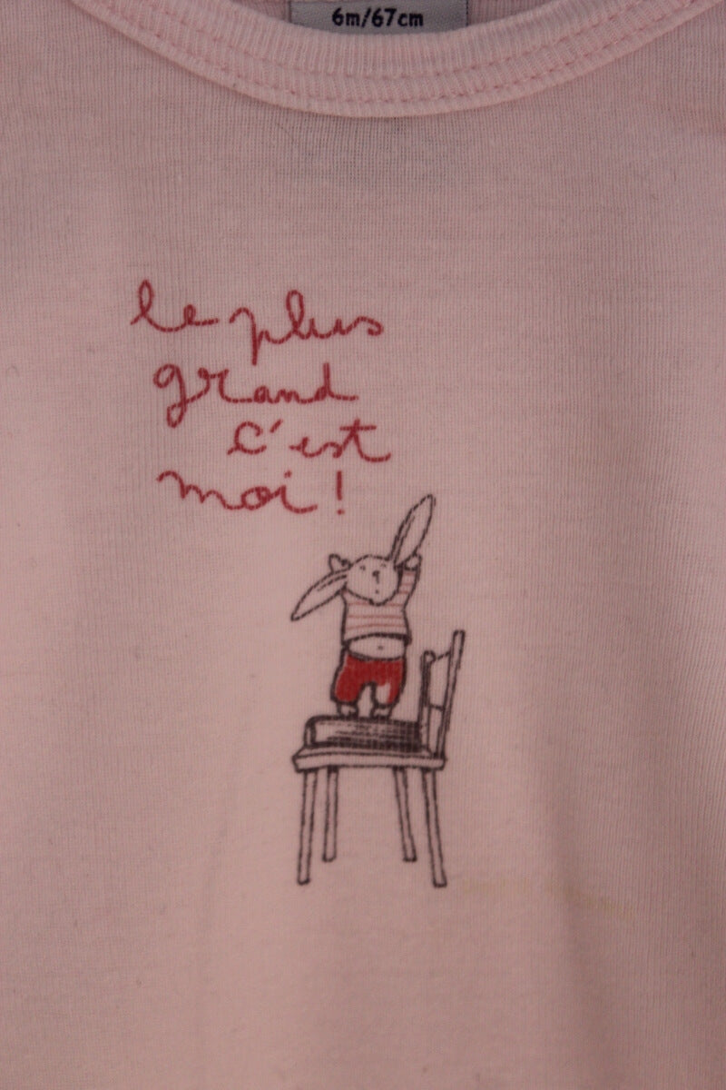 tweedehands katoenen roze romper met lange mouwen in maat 68 van petit bateau