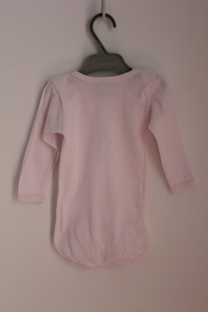 tweedehands katoenen roze romper met lange mouwen in maat 68 van petit bateau