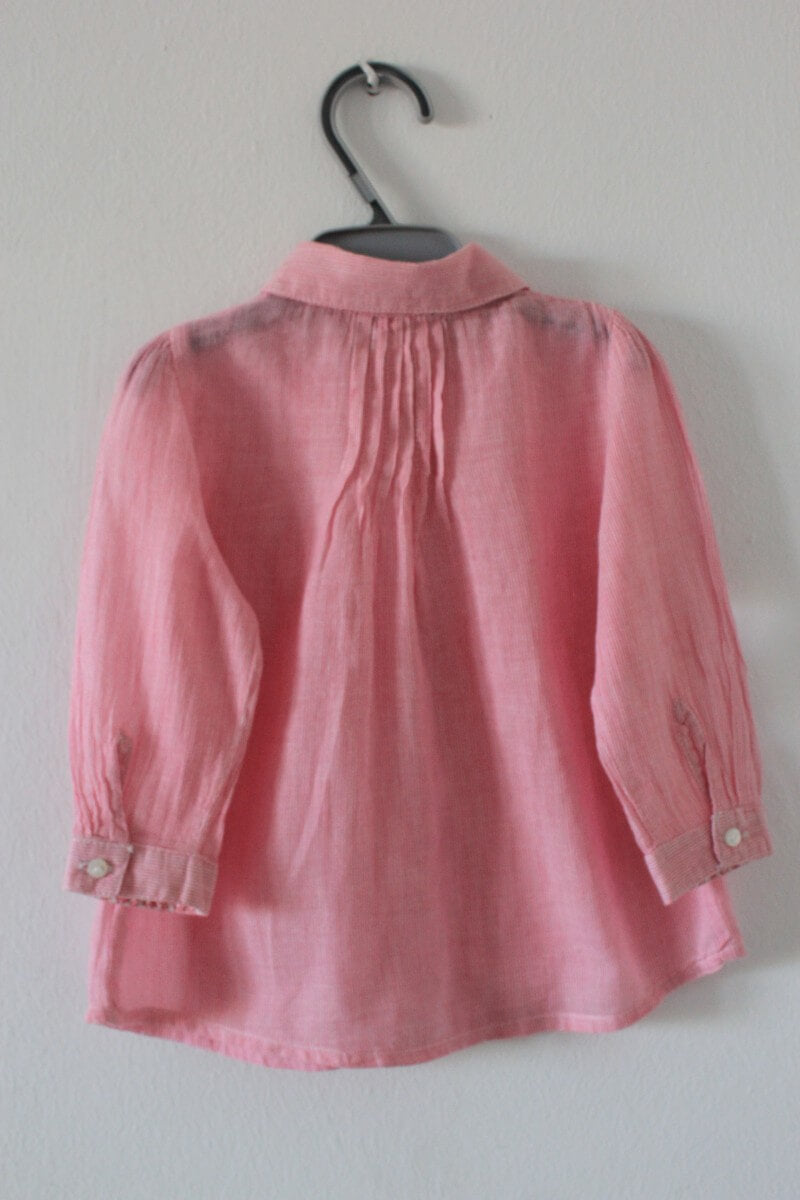 tweedehands-koraalroze-wit-gestreepte-blouse-lange-mouwen-68-baby-meisje-boutchou