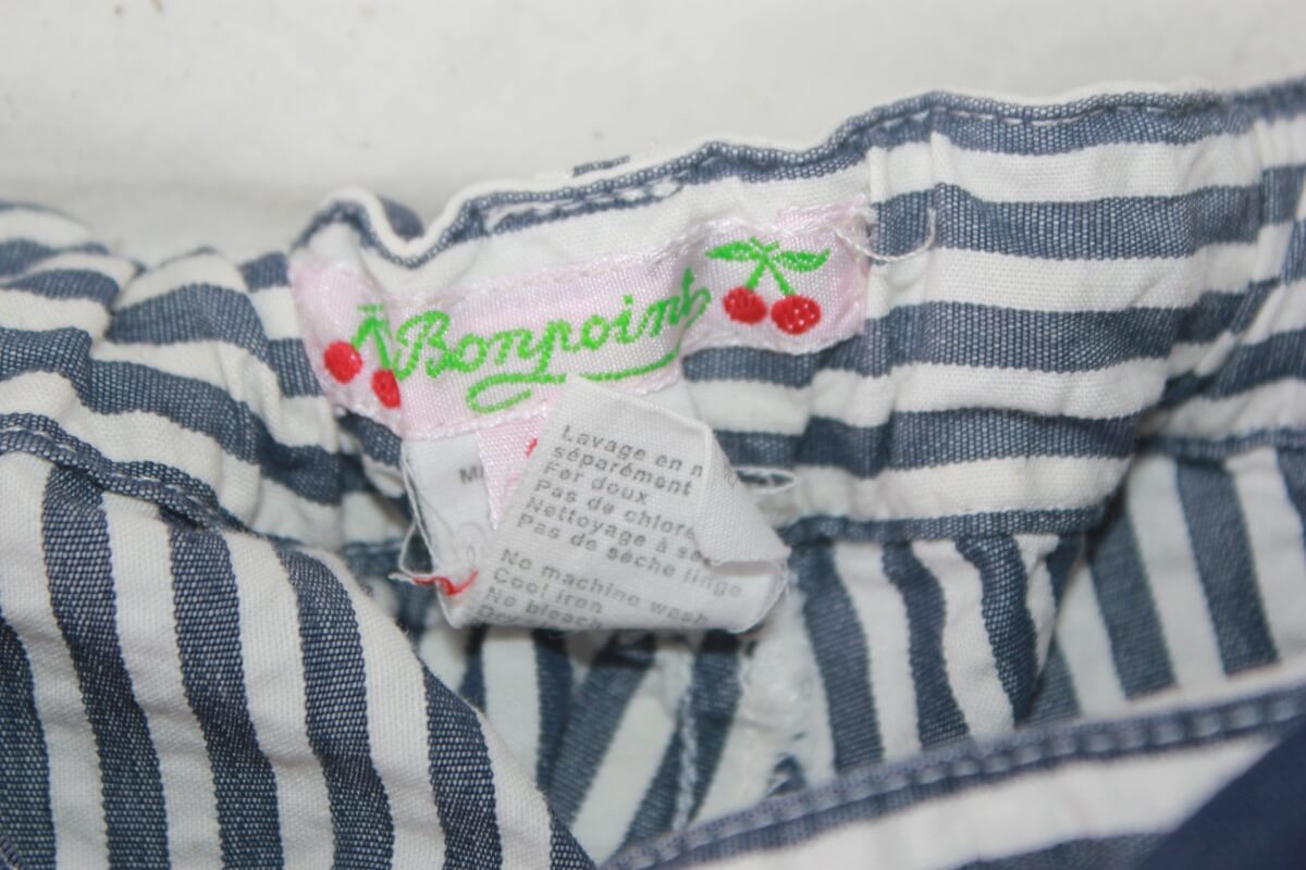 tweedehands donkerblauw wit gestreepte zomerse korte broek meisje maat 122 bonpoint
