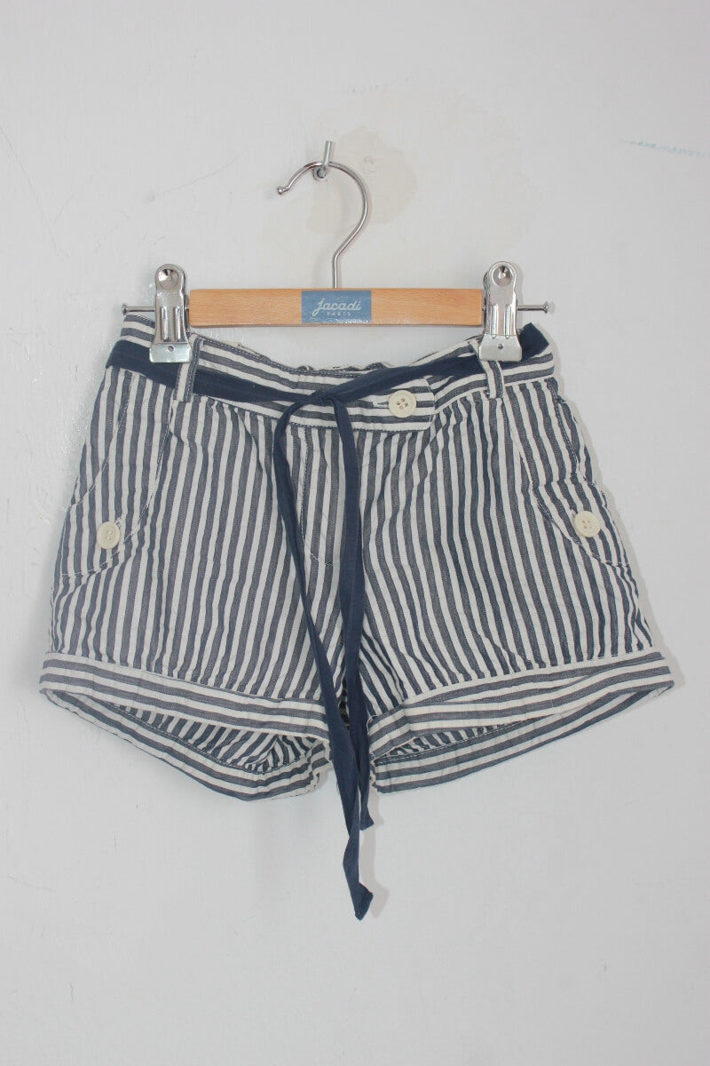 tweedehands donkerblauw wit gestreepte zomerse korte broek meisje maat 122 bonpoint