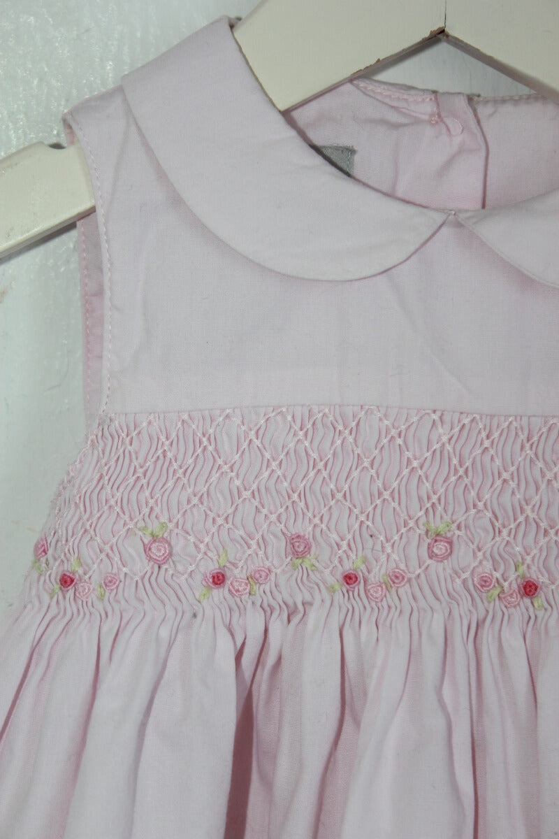 tweedehands zomerse mouwloze gesmockte roze jurk maat 74 cyrillus