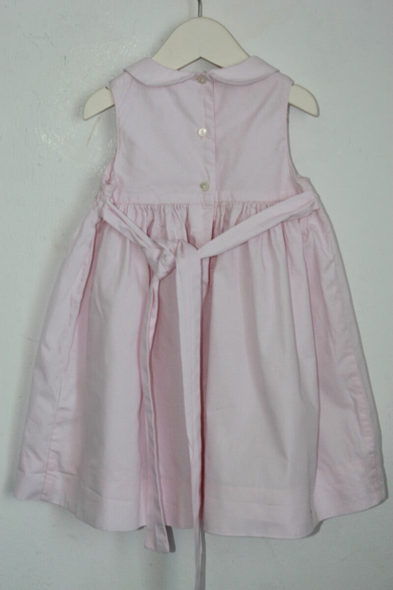 tweedehands zomerse mouwloze gesmockte roze jurk maat 74 cyrillus