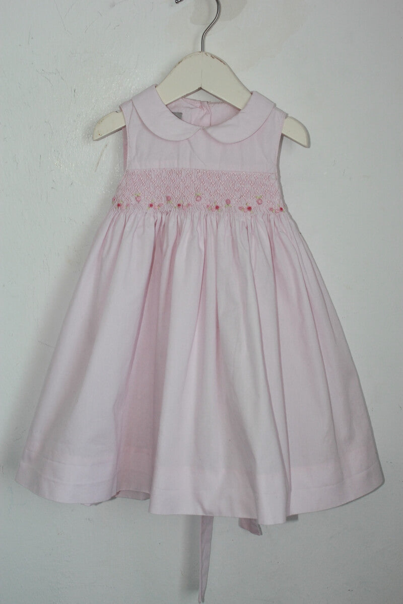 tweedehands zomerse mouwloze gesmockte roze jurk maat 74 cyrillus