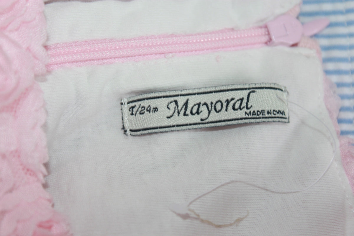 tweedehands roze feestelijke jurk korte mouwen maat 92 mayoral