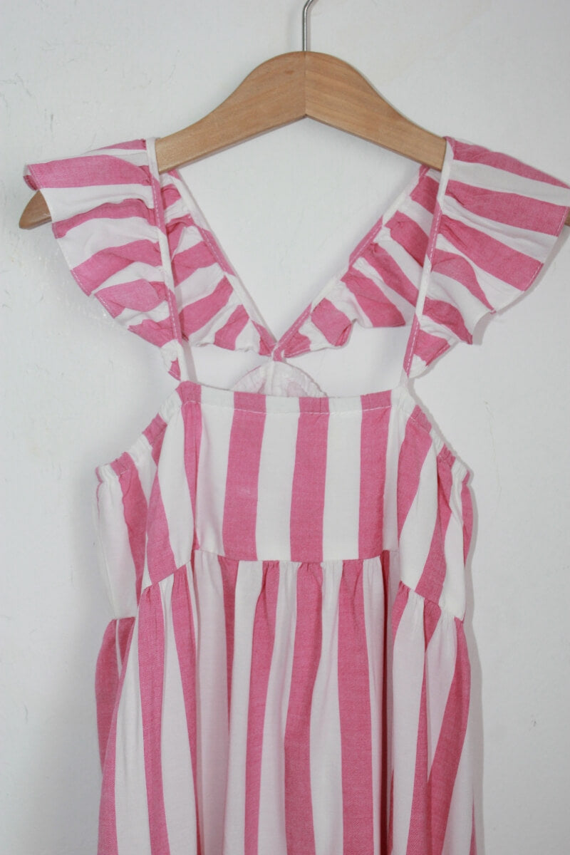 tweedehands roze wit gestreepte zomerse jurk maat 122 zara