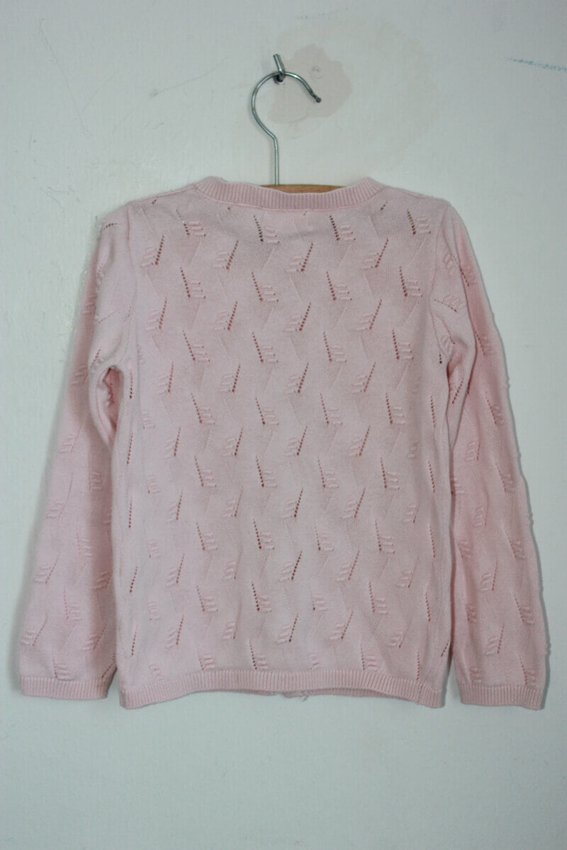 tweedehands roze ajour vest maat 104 little cigogne