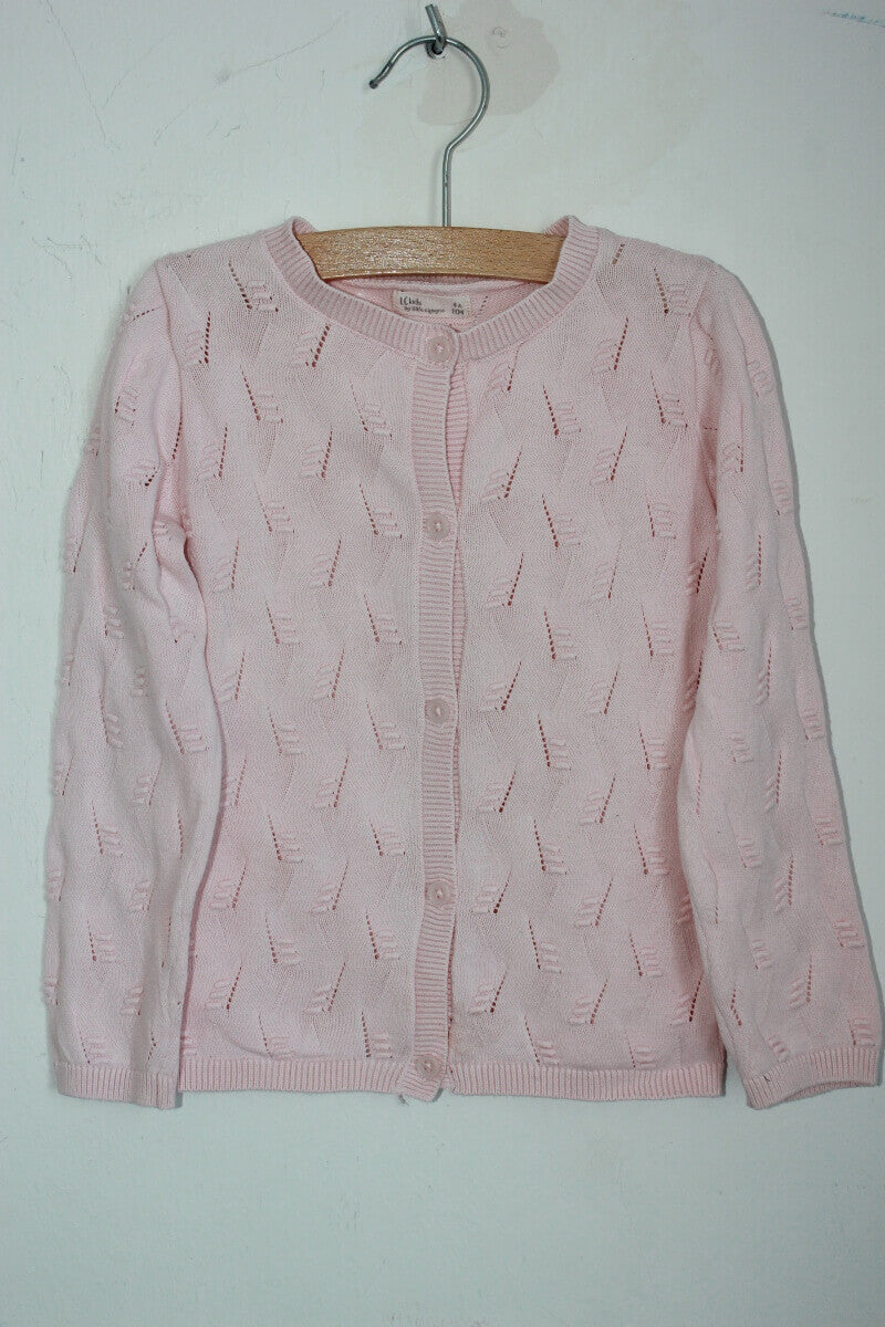 tweedehands roze ajour vest maat 104 little cigogne