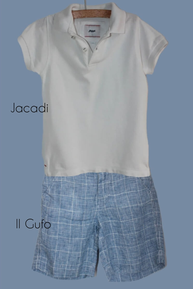 tweedehands zomerse outfit jacadi en il gufo maat 104 jongen