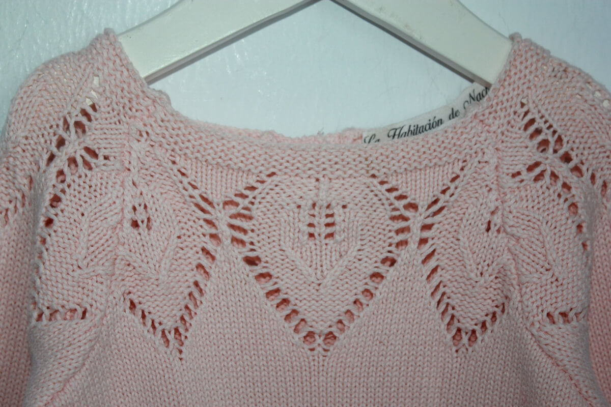 preloved roze gebreid kort pakje maat 74 la habitacion de nachete