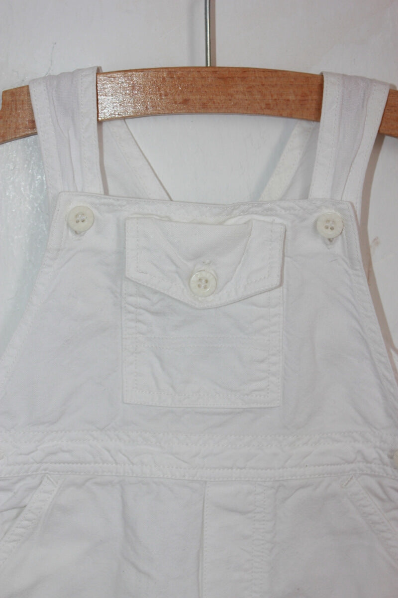 tweedehands roomwitte korte salopette maat 68 petit bateau