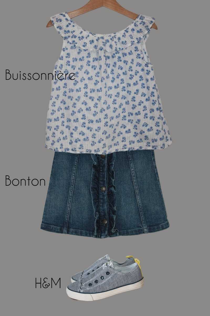 tweedehands zomers setje bonton buissonniere maat 116 meisje