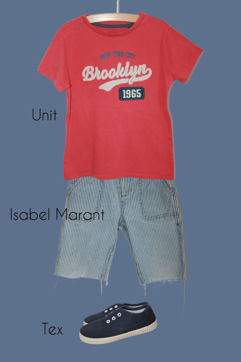 preloved zomers kledingsetje unit en isabel marant maat 116 jongen