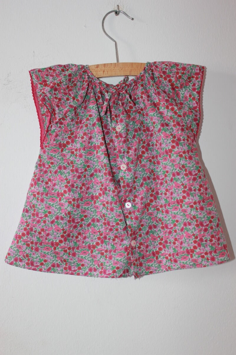 tweedehands katoenen liberty blouse in multicolour met korte mouwen van jacadi maat 80 voor een baby meisje