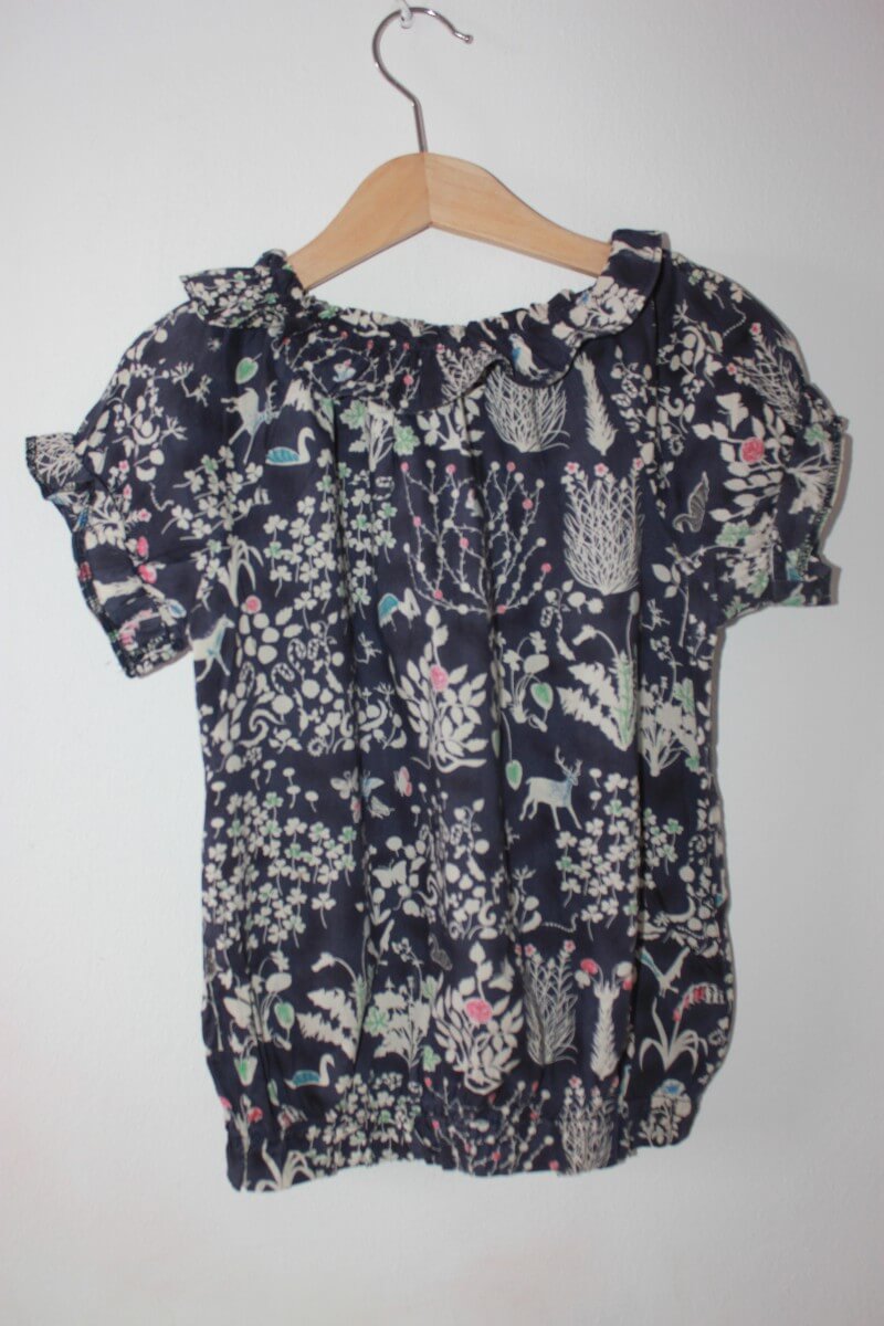 tweedehands liberty blouse in multicolour met korte mouwen van bonpoint in maat 116