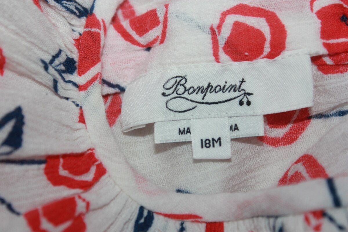tweedehands Bonpoint blouse met korte mouwen en kersen print in maat 74
