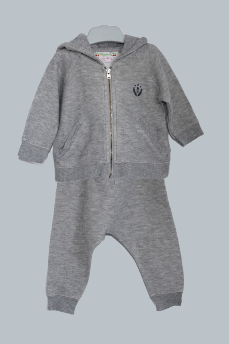 tweedehands unisex lichtgrijs joggingpak in maat 62-68 van bonpoint