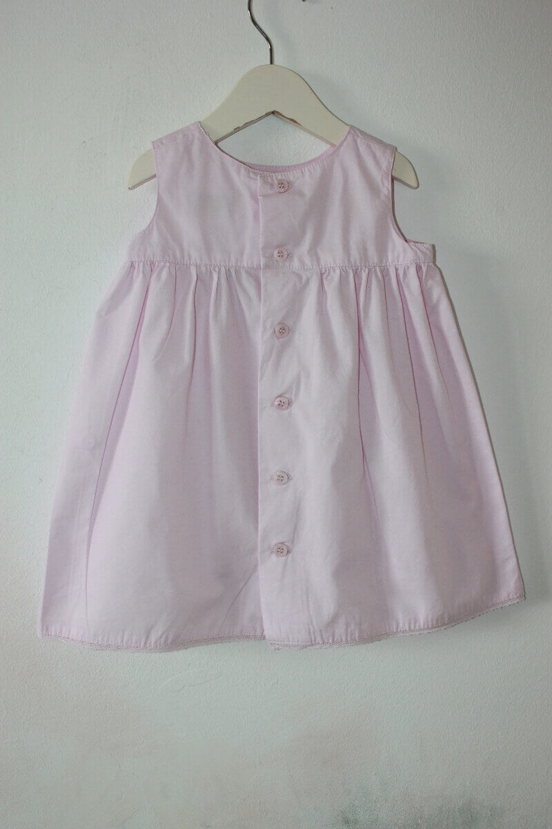 tweedehands katoenen roze mouwloze zomerse jurk van bonpoint in maat 68