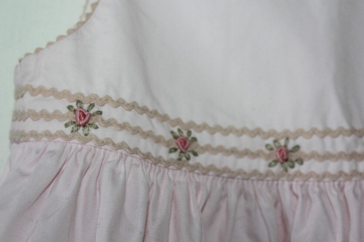 tweedehands mouwloze katoenen lichtroze zomerse jurk van Bonpoint x la redoute maat 68