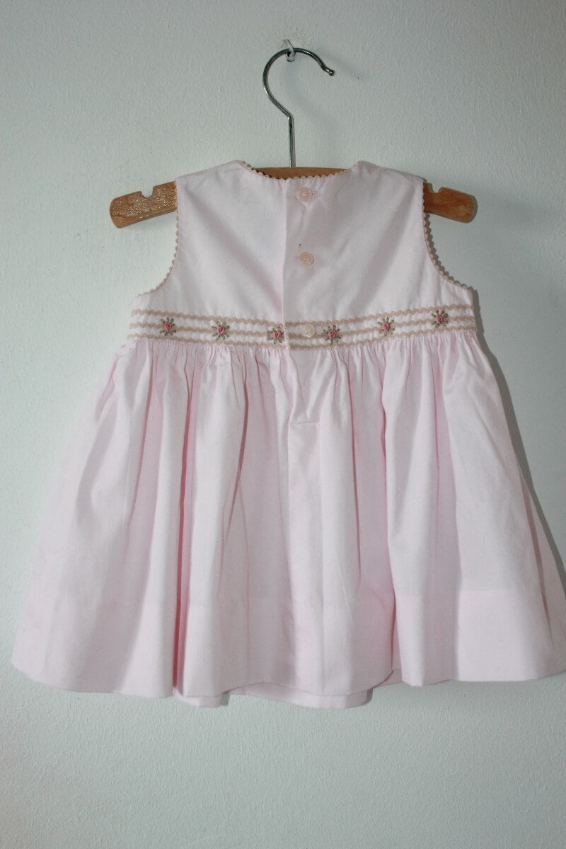 tweedehands mouwloze katoenen lichtroze zomerse jurk van Bonpoint x la redoute maat 68