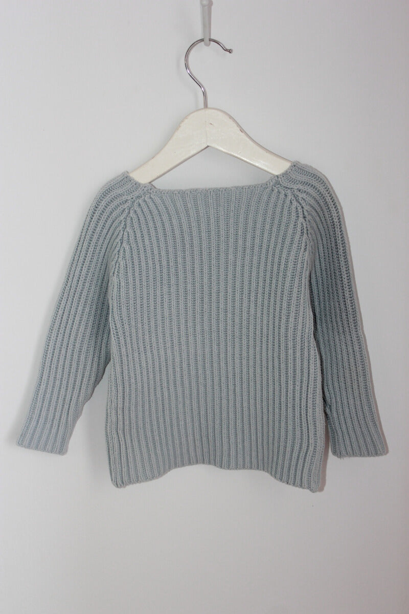 grijsblauwe unisex trui van bonpoint in maat 80 voor een baby