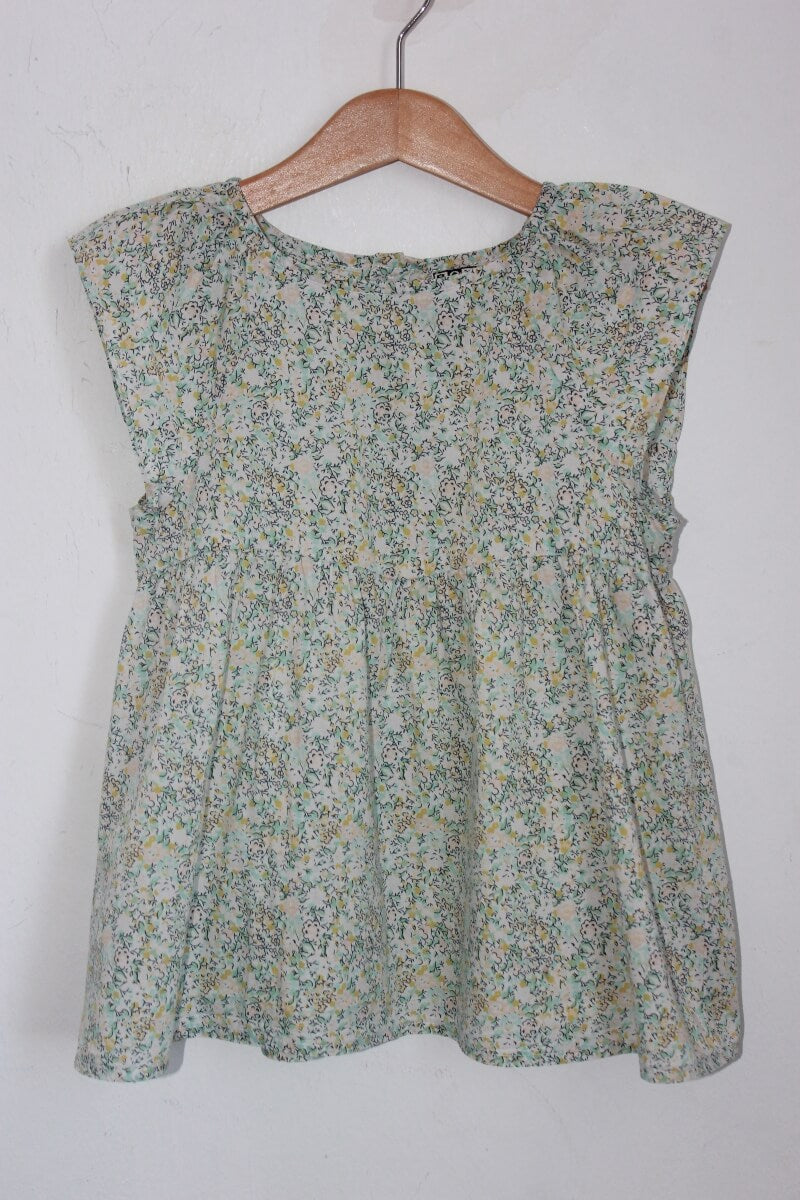 tweedehands katoenen liberty blouse in multicolour met korte mouwen, maat 134-140 voor een meisje van bonton