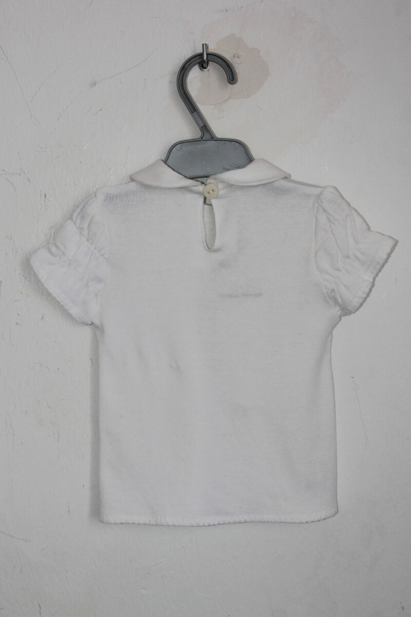 tweedehands katoenen wit t-shirt in maat 74 voor een baby meisje van clayeux