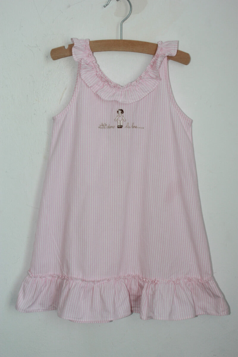 preloved katoenen roze met wit gestreept mouwloos nachthemd in maat 92 van dis a la lune de revenir