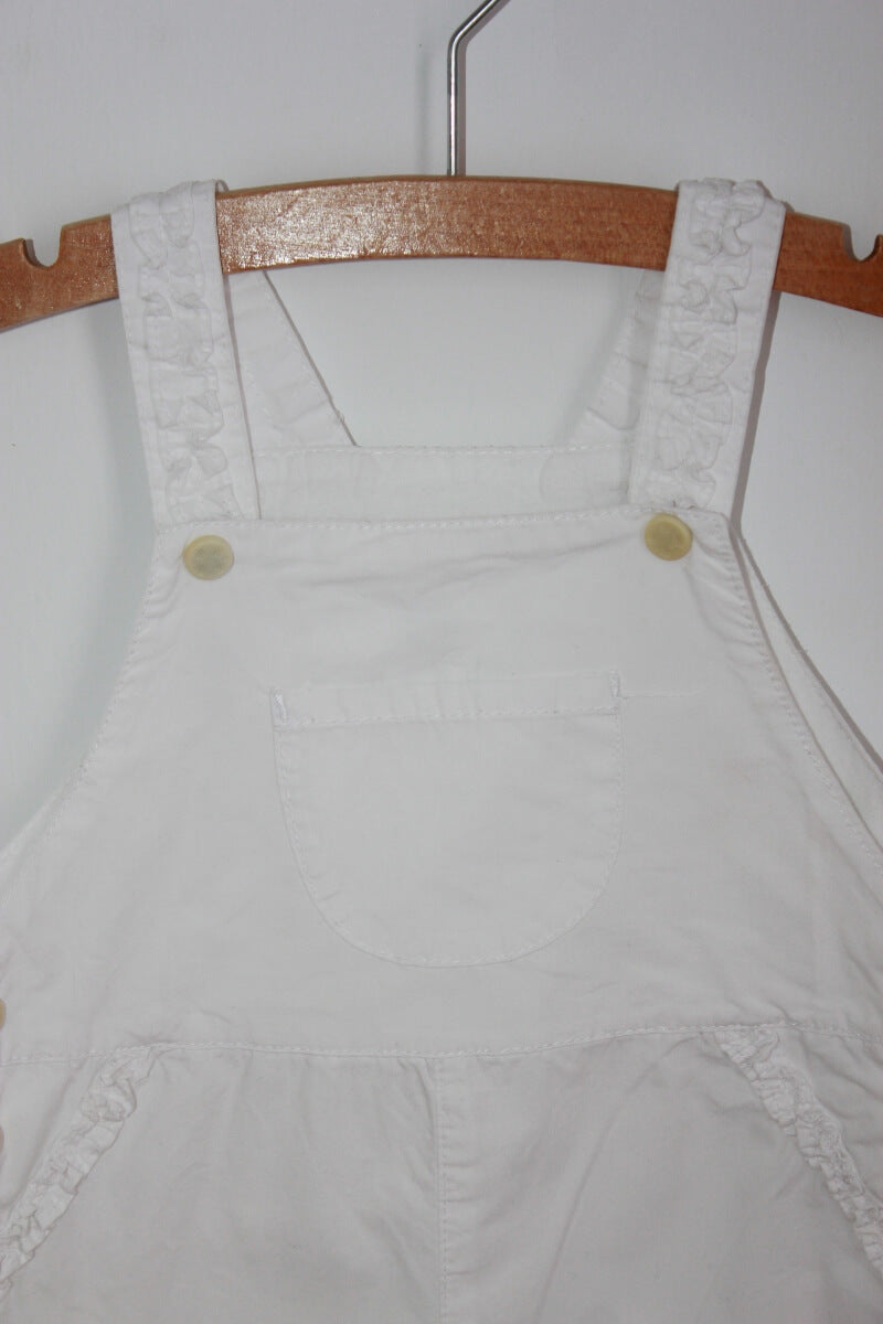 tweedehands katoenen korte witte salopette in maat 86 van dpam voor een baby meisje